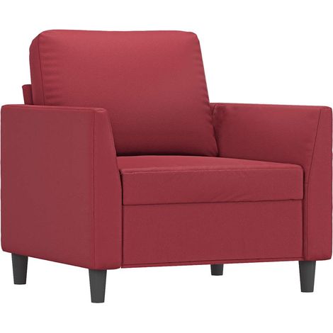 Sillón cuero sintético rojo tinto 60 cm vidaXL