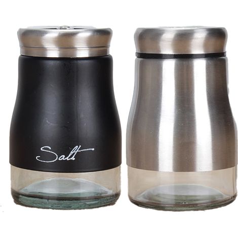 Salière Poivrière - Acier Inoxydable 18/10 - Fond Verre Transparent - Design Épuré pour Cuisine Maison et Restaurant - Lot de 2 (1/5)