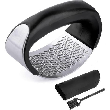 Presse-ail, broyeur d'ail, presse-ail de cuisine, broyeur à gingembre en acier inoxydable 304 de qualité alimentaire avec brosse de nettoyage et éplucheur d'ail en silicone