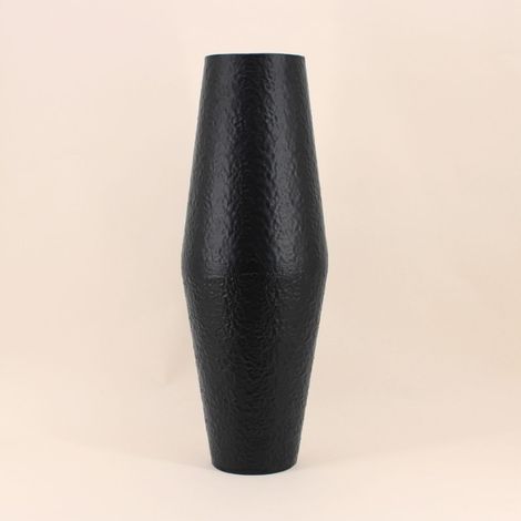 Vase design en métal martelé noir, H65cm