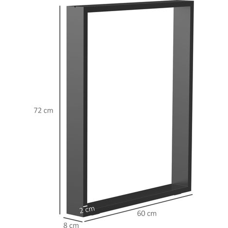 Pieds de table en acier carré, pack de 2, supports de meuble noirs pour table basse et salle à manger, dimensions 60 x 72 cm, style industriel. (1/5)