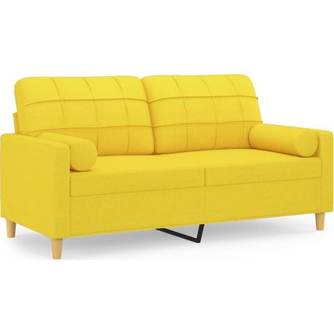 Maison Exclusive - Divano a 2 Posti con Cuscini Giallo Chiaro 140 cm in Tessuto