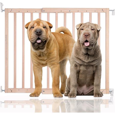 Bettacare Chunky Wooden Screw Fit Dog Gate, 63.5cm - 105.5cm, Natural, Wooden Dog Gate Gate, Screw Fit Pet Stair Gate, Puppy Gate