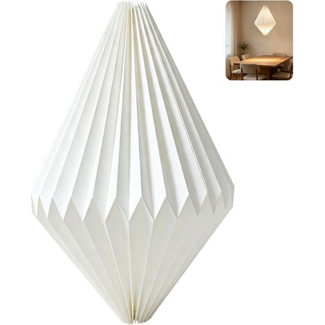 Abat-jour en Papier Design Diamant, Suspension Luminaire Moderne Nordique pour Salon Chambre Cuisine, Lanterne Blanche Pliable Décorative, Compatible Douille E27 (1/5)