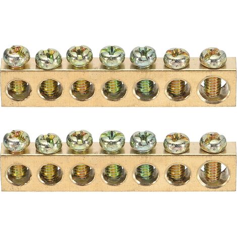 2 Pcs Borne De Mise À La Terre, 7 Positions Borne De Mise À La Terre En Laiton À Vis, Bloc De Barrière En Laiton À Vis M4 53.3x6x10mm Pour Appareils Électriques (1/5)