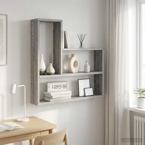 vidaXL Estante de pared Sonoma gris 60 x 11 x 60 cm (1/5)