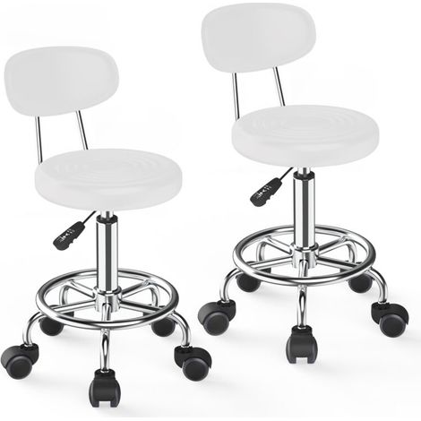 Lot de 2 Tabourets Pivotants Multi-Usage (Coiffure/Bureau/Étude) – Hauteur Réglable 47-62cm avec Repose-Pieds – Cuir Synthétique Facile à Nettoyer – 200kg Charge Max (1/5)
