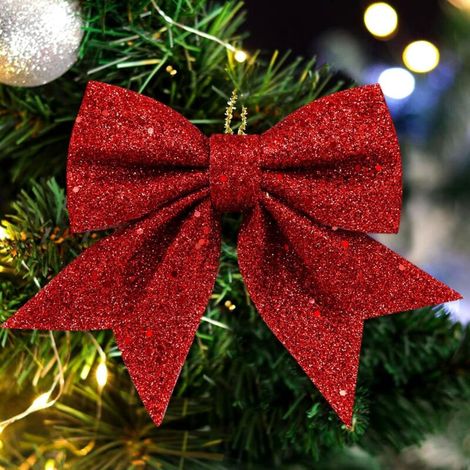 10 Stück glitzernde Weihnachtsschleifen