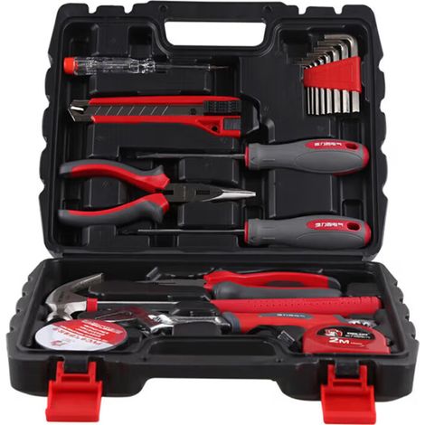 DELIXI 15-teiliges Werkzeug-Set Profi-Qualität – Komplett-Set für Elektriker, Heimwerker & Holzarbeiten Inkl. Hammer, Zangen, Schraubendreher & Aufbewahrungstasche Ideal für Haushalt & Werkstatt (1/5)