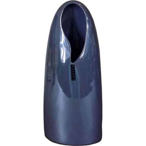 Grande vaso in ceramica blu, 16x8x37 cm (1/2)