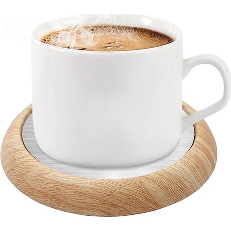 (Yellow Wood Grain)Coffee Warmer USB Mug Warmer Beverage/Drink/Tea Warmer for Office/Home Use (1/5)