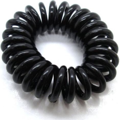 Élastiques à cheveux en spirale - Style câble téléphonique - Noirs - 2 pièces - Accessoires cheveux (1/3)