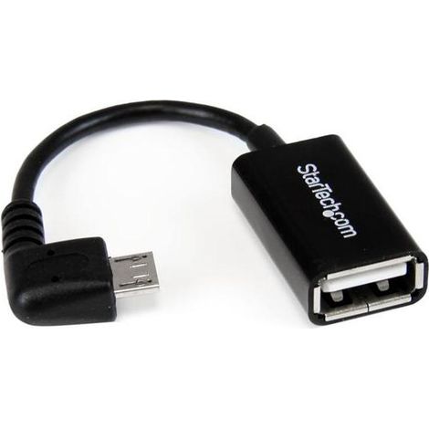 StarTech.com Cavo Adattatore micro USB a USB femmina angolato a destra OTG da viaggio 12cm M/F - Nero (1/4)