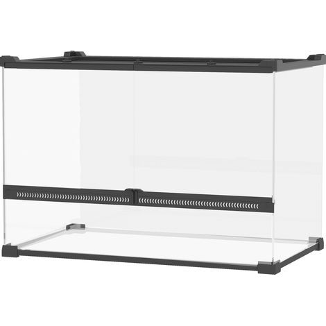 Terrarium pour reptiles avec socle surélevé et étanche, fermeture à bouton