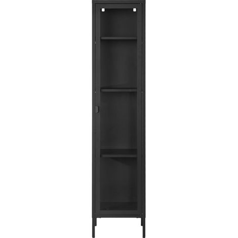 MAINE-Vitrine 1 porte vitrée acier noir 40x180 cm (1/5)
