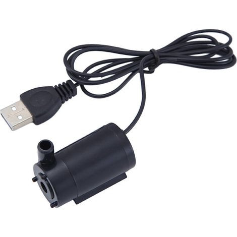 Pompe submersible miniature silencieuse, USB 5V, câble de 1 mètre, outil pour fontaine de jardin extérieur, noire. (1/5)