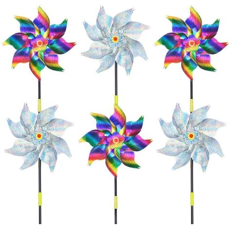 Répulsif Oiseaux, 6PCS Réfléchissant Moulin à Vent Effaroucheurs, Moulin à Vent Réfléchissant Anti-Oiseaux, Moulins à Vent Jardin Exterieur, Effaroucheur Oiseaux Decoration, pour Le Verger Ferme