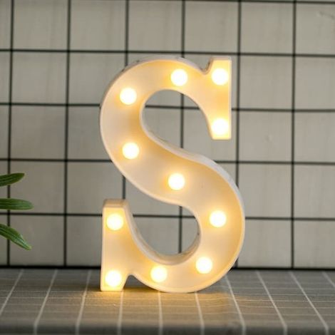 Lettres lumineuses LED alphabet sur pied avec veilleuse intégrée pour décoration d'anniversaire, Noël, mariage, fête à la maison ou bar (1/5)