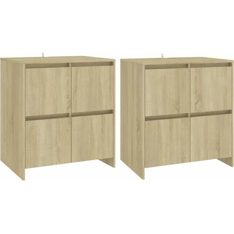 Lot de 2 Buffets, Commode Armoire Luxueux, pour Salon Chambre Entrée Cuisine, Chêne Sonoma 70x41x75 cm Aggloméré OIB4292E (1/5)
