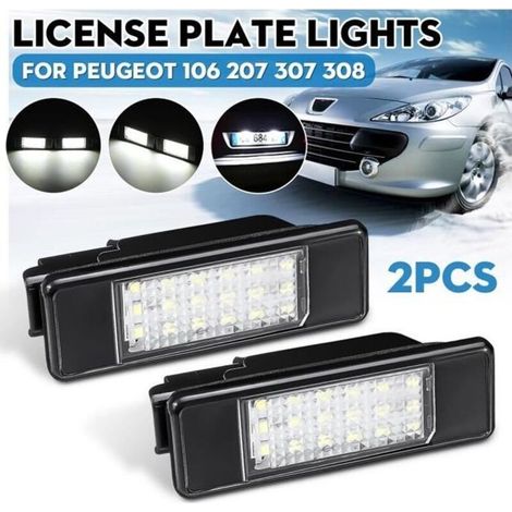 2x LED SMD Éclairage de Plaque d\'immatriculation Pour Peugeot 106 207 307 308 406 407 508 Blanc
