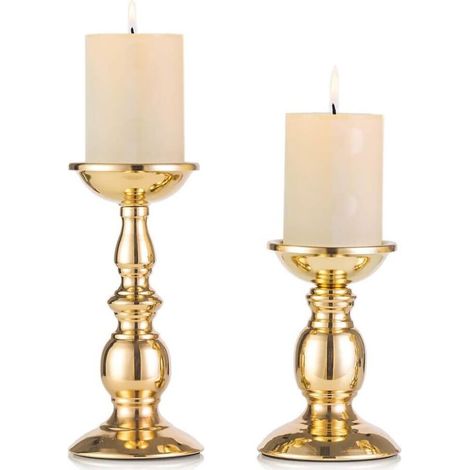 Petits et grands chandeliers vintage en fer forgé doré, parfaits pour les mariages, les fêtes, les anniversaires et la décoration intérieure (1/5)