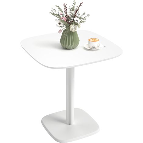 Esstisch für 4 Personen, modernes Design, 70 x 70 cm quadratische Tischplatte in Holzoptik, weiß