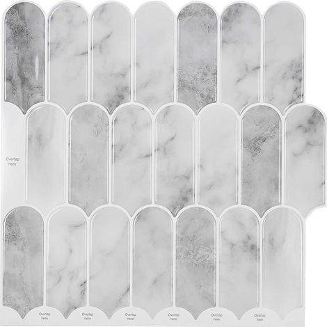 Federfliese 10 pcs Grau Marmor 30 x 30 cm Polyurethan und PET vidaXL