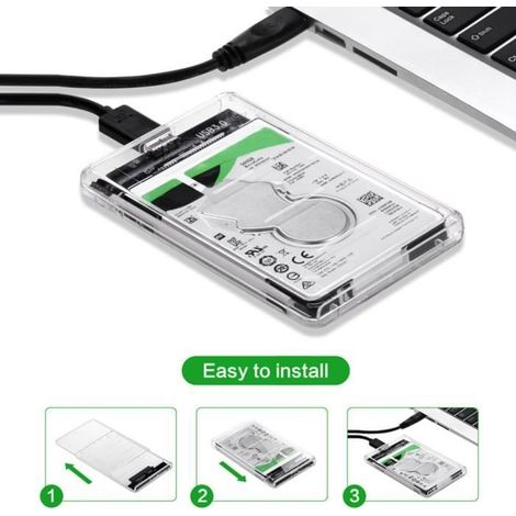 Boîtier Externe Orico pour Disque Dur SATA III II I HDD SSD 2.5 Pouces - Transparent - USB 3.0 - 2To Max - 5Gbps (1/4)