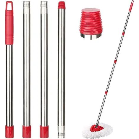 Manche de rechange pour balai à franges VI-ledas Turbo Smart, manche réglable de 147 cm en acier inoxydable, compatible avec le VI-ledas H2pro RinseClean et la plupart des balais à franges. (1/3)