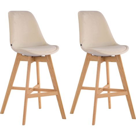 Set di 2 sgabelli da bar seggioloni dal design moderno in velluto crema TDB10356