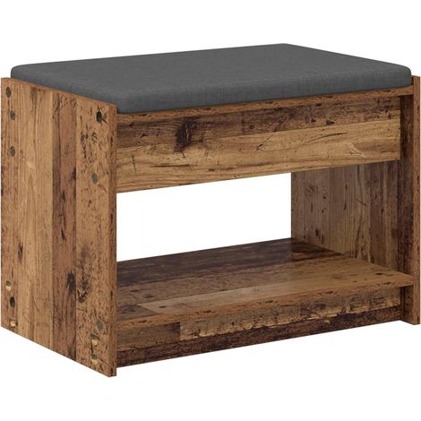 Banco de entrada con cojín Madera vieja 63 x 38 x 45 cm vidaXL