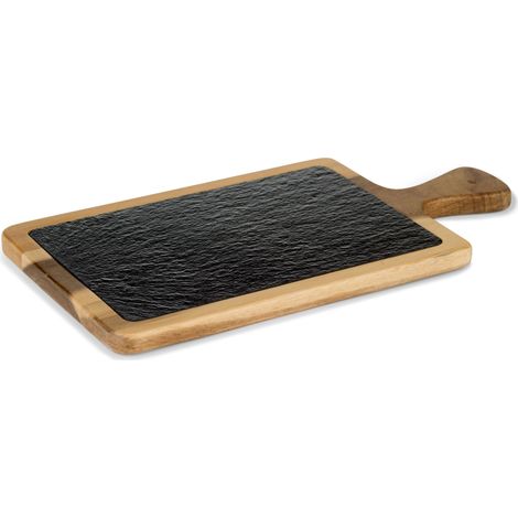 Plateau en Ardoise et en Bois avec Manche 26 x 18 cm - Pujadas