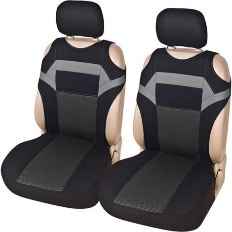 2 Pcs Housse de Siege Voiture, Universel Housse de Siège Avant éponge en Maille Accessoires Intérieurs Conception de Voiture (Gris)-Fei Yu (1/4)
