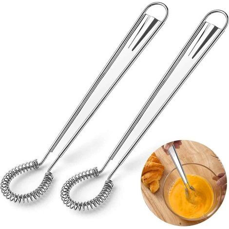 Fouet Cuisine 2PCS, WOVTE Mini Fouet Cuisine Inoxydable Fouet De Cuisine Batteur Manuel, Acier Inoxydable Mini-mélangeur Agitateur Batteur Rotatif Manuel Cuisine Accessoires Gadget Cuisine (1/4)