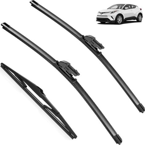 Set mit 3 Scheibenwischerblättern für vorne und hinten, kompatibel mit Toyota C-HR 2016-2023. Bürsten für 26"+16"+14" Windschutzscheiben. (1/5)