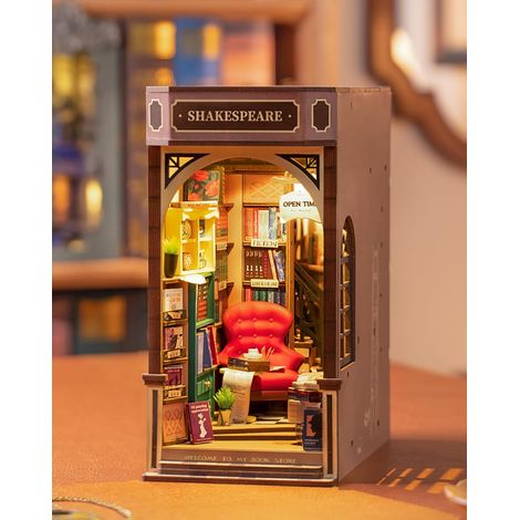 Book Nook Kit Bookstore Booknook Construire Adult Serre-Livre Décoration de la Chambre Noël Anniversaire Cadeaux pour Filles Femme Toucher LED Lumières 194 Pcs (TGB07)