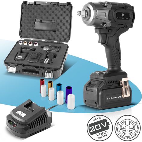 STAHLWERK Avvitatore a impulsi a batteria 20 volt 880 Nm, 4 chiavi a bussola