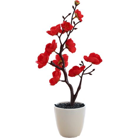 Plum Blossom - Artificial Bonsai - Indoor Decoration - Plastic Pot - 1 Piece (1/5)