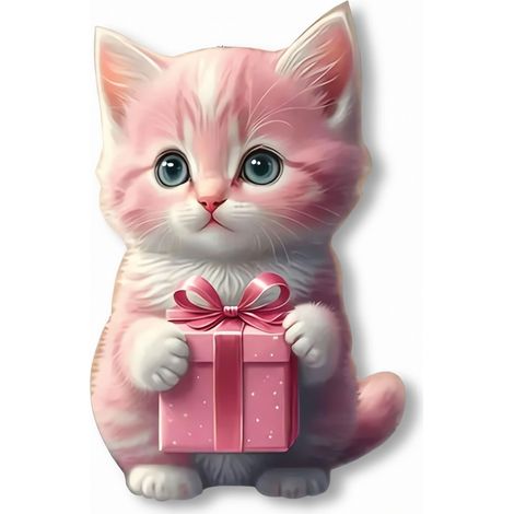 Colgante de acrílico gato ofreciendo un regalo para coche, 5 cm (1/5)