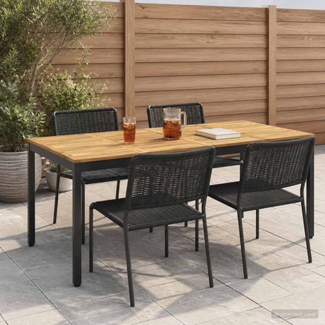 vidaXL Tavolo da cena da giardino Bianco e Nero 196 x 100,5 x 75 cm