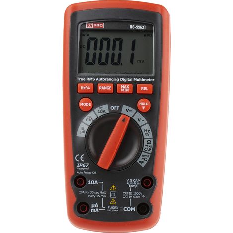 Multimètre RS-9963T RS PRO Portable, 1000V c.a. 10A c.a. ( Prix pour 1 ) (1/5)