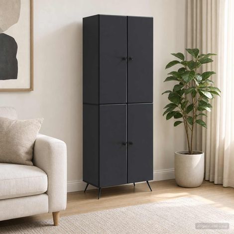 vidaXL Schrankset 2 pcs Schwarz Holzwerkstoff (1/5)