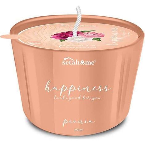 TRADE SHOP - Candela Profumata Jar 85 Gr Profumo Alla Peonia Design Decorativo Ambiente Casa 029986 -