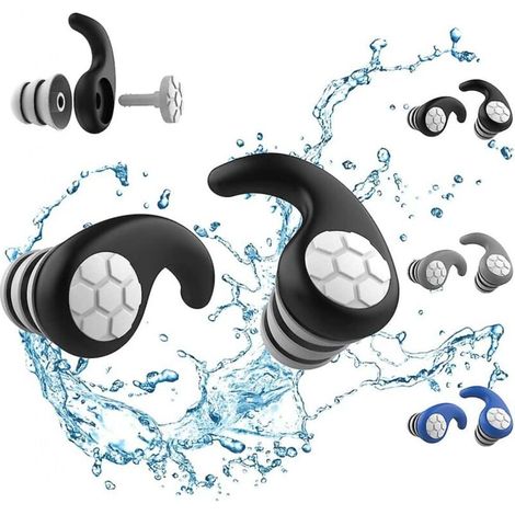 Wasserdichte Schwimm-Ohrstöpsel für Erwachsene – 3 Paar wiederverwendbare, weiche Silikon-Ohrstöpsel (1/4)