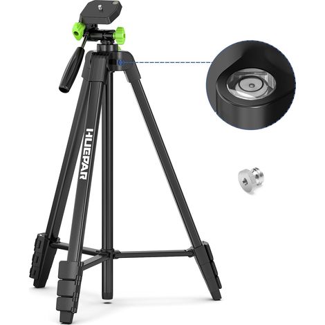 Trépied Léger 152 cm pour Niveau Laser avec 2 Niveaux à Bulle, Trépied Réglable Portable avec Filetage 1/4", Usage Intérieur pour Outils de Mesure (1/5)