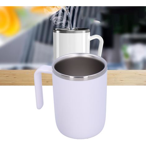 Taza de café inteligente ManoMIX de 360 ml con agitador y varilla para té, café y chocolate caliente – ABS, acero inoxidable 304, blanca (1/5)