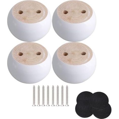 Set di 4 gambe rotonde per mobili in legno di eucalipto bianco (1/3)