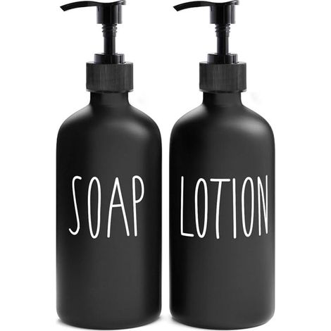 Lot de 2 distributeurs en verre noir pour bain et douche (1/5)