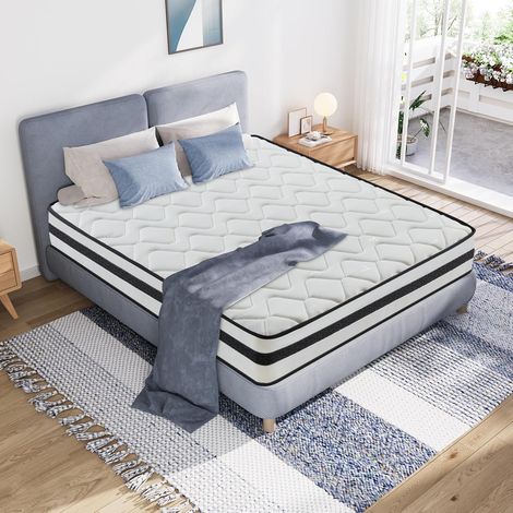 Yidatong – Matelas hybride 140x190 cm – Épaisseur 25 cm – Mousse à mémoire de forme et latex bleu – 7 zones de confort – Respirant et durable (1/5)