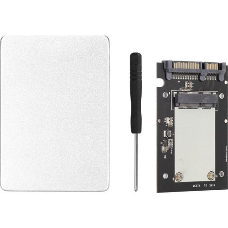 Adaptateur SSD MSATA vers SATA3.0 en aluminium, boîtier ultra-fin, transmission 6Gbps pour disque dur, carte adaptateur argentée pour ordinateur (1/5)